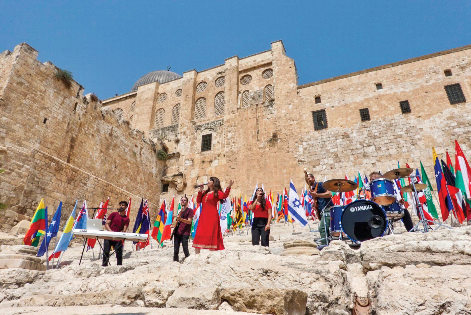 Israeli singers at the Hulda Steps