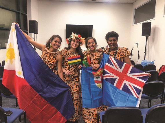 Ladies of ICEJ carrying their flags