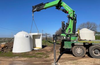 Bomb shelter being delivered