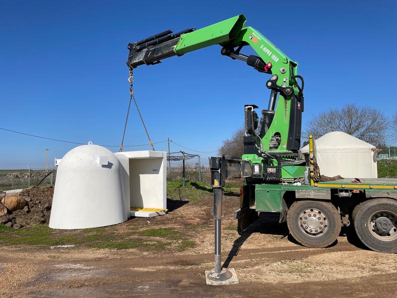 Bomb shelter being delivered