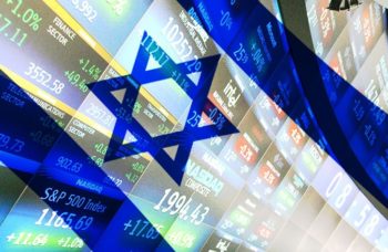 Israeli flag against NASDAQ
