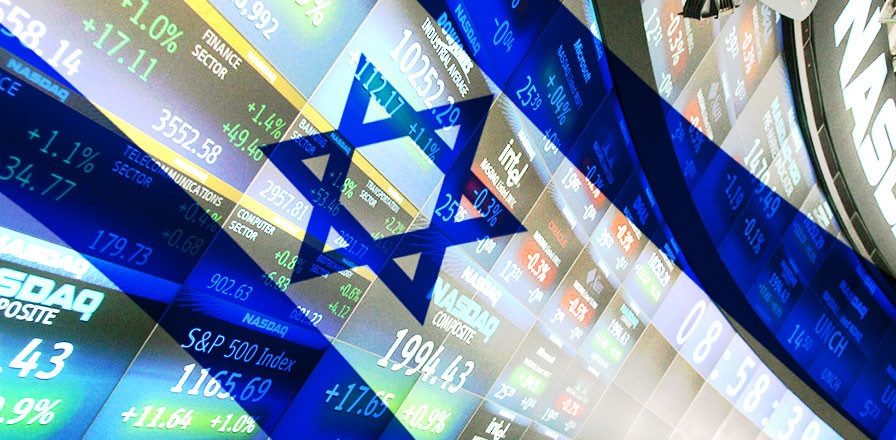 Israeli flag against NASDAQ