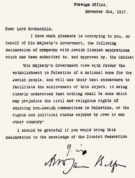 Balfour Declaration copy letter