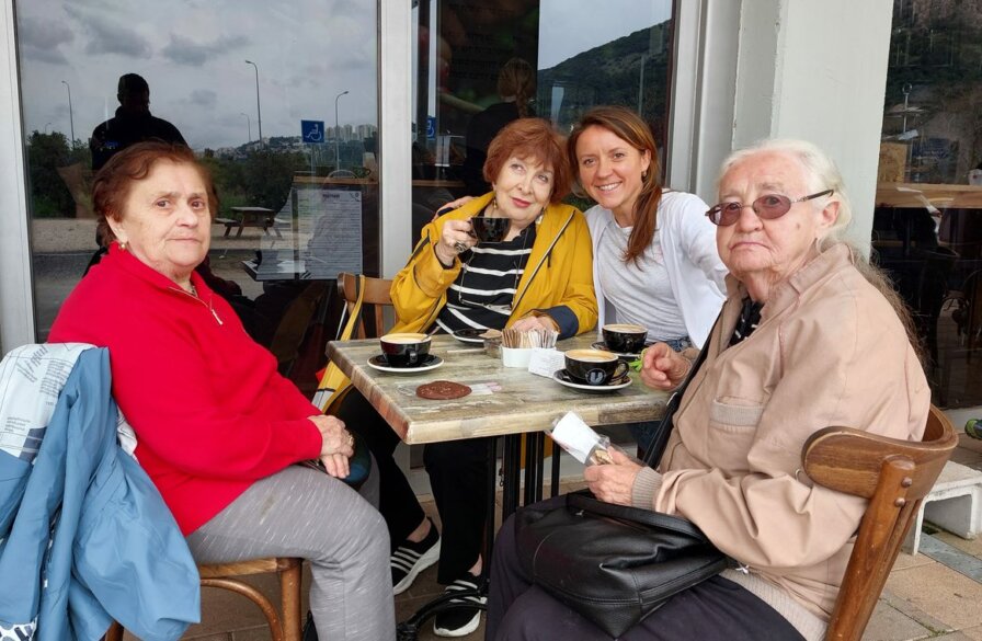 residents enjoying coffee