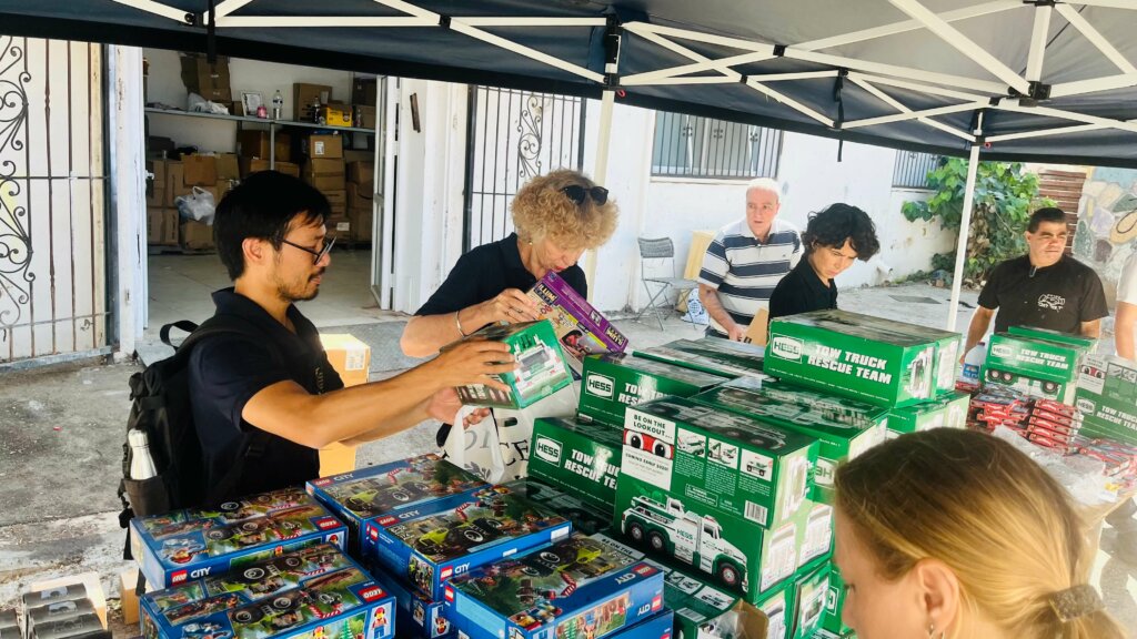 ICEJ Staff packing toys