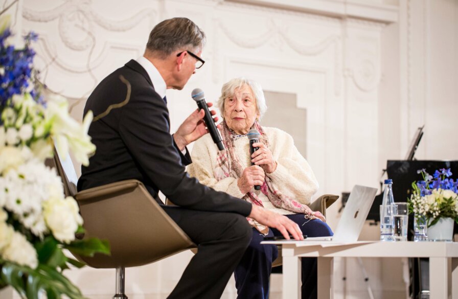 Gottfried Buehler with Holocaust survivor