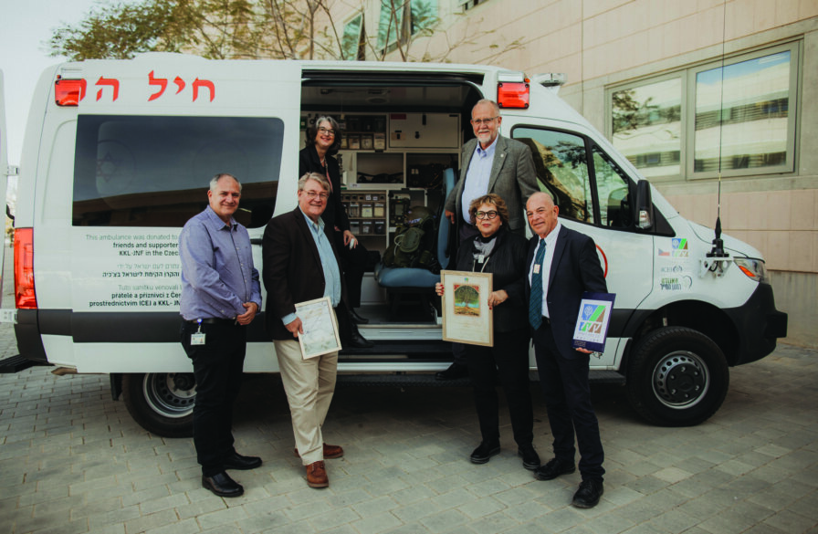 ICEJ Leadership at ambulance dedication