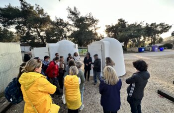 Tour group visiting bomb shelters