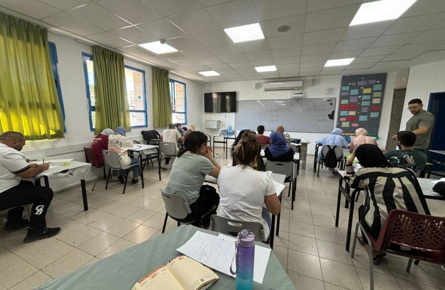 Young adults attend preparation courses for the psychometric entry exam and the Yael Hebrew proficiency exam in the Jerusalem area.