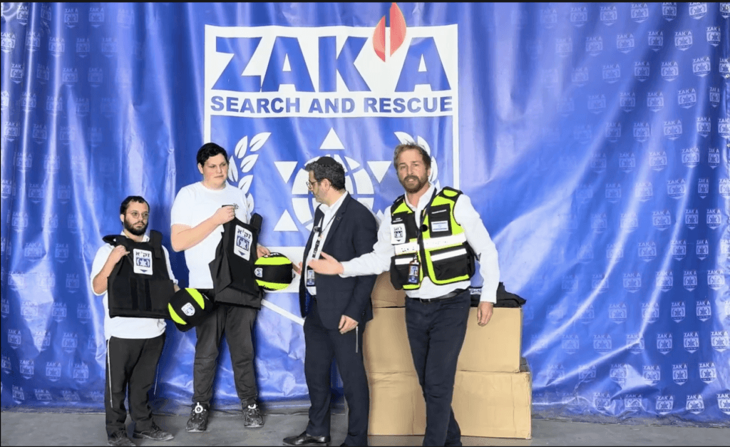 ICEJ provides protective helmets and vests to ZAKA volunteers.