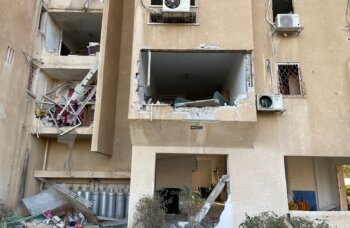 In Beersheva a damaged building by Iranian missile