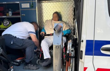 Holocaust survivor in specialised ambulance