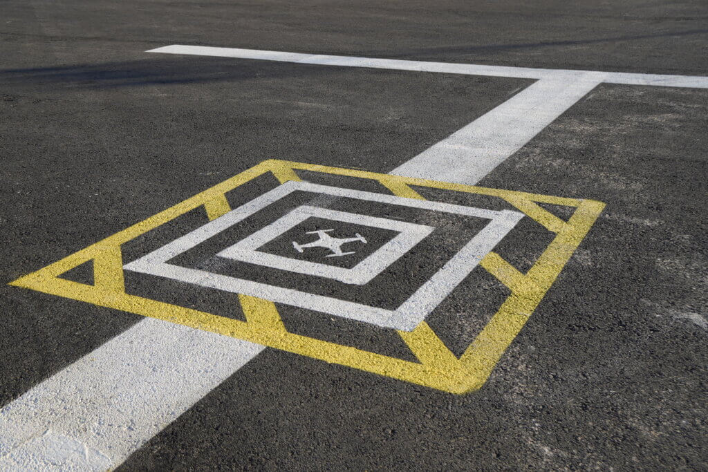 Freshly painted tarmac
