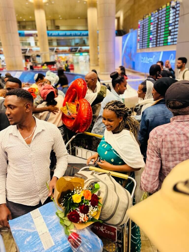 Ben Gurion arrival hall Ethiopian aliyah