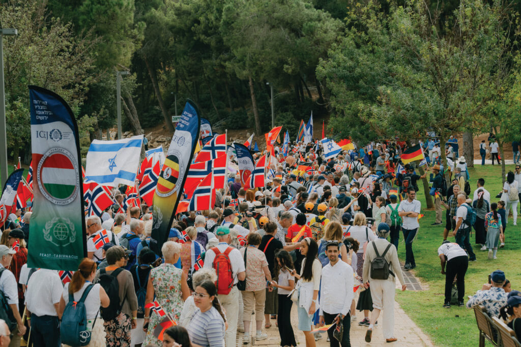 Delegates from all over the world at the Jerusalem March during the Feast of Tabernacles
