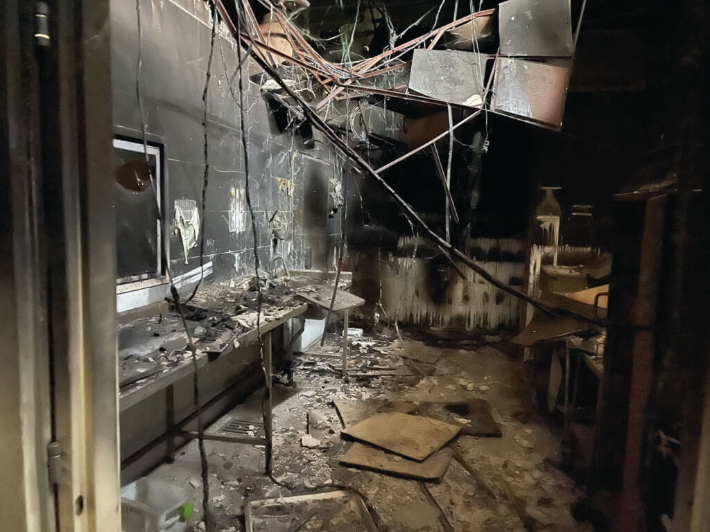 Destroyed Nir Oz kitchen
